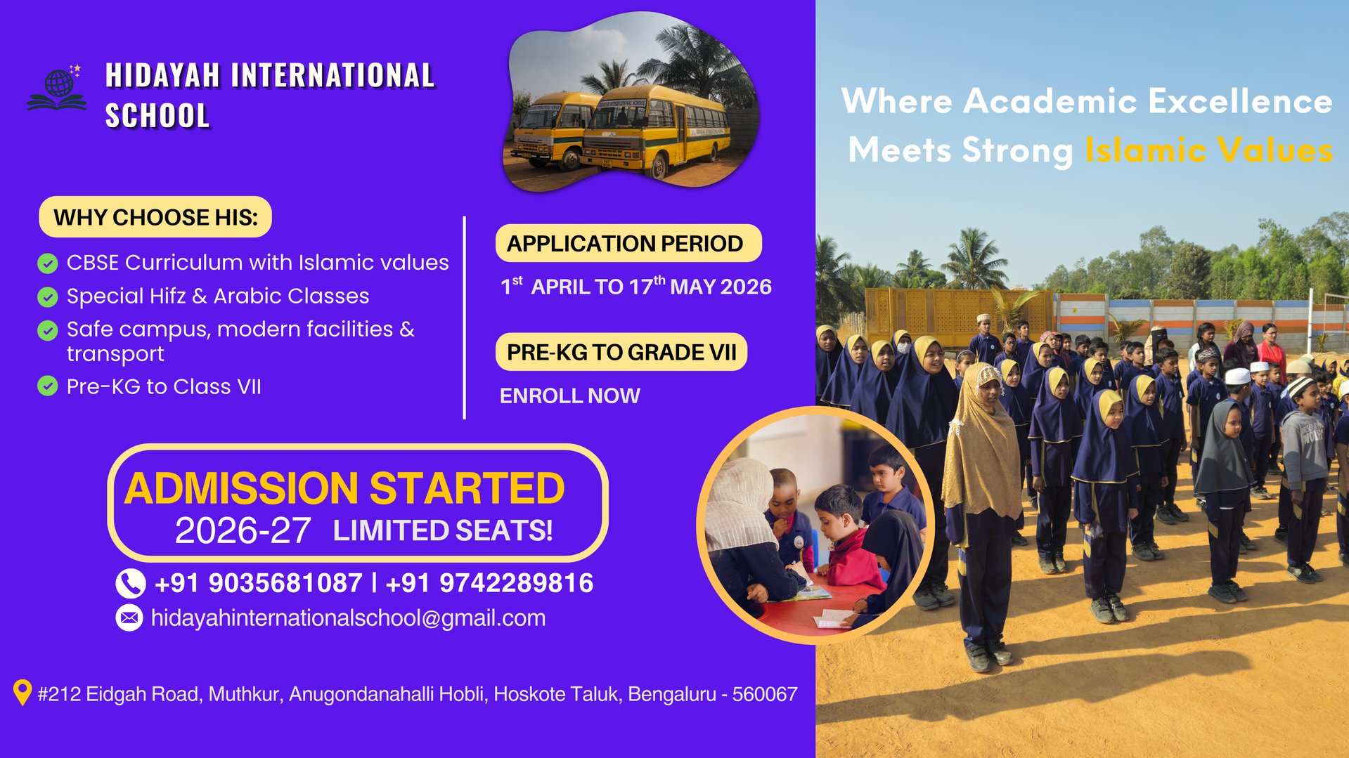 Hidayah International School Admissions 2026-27